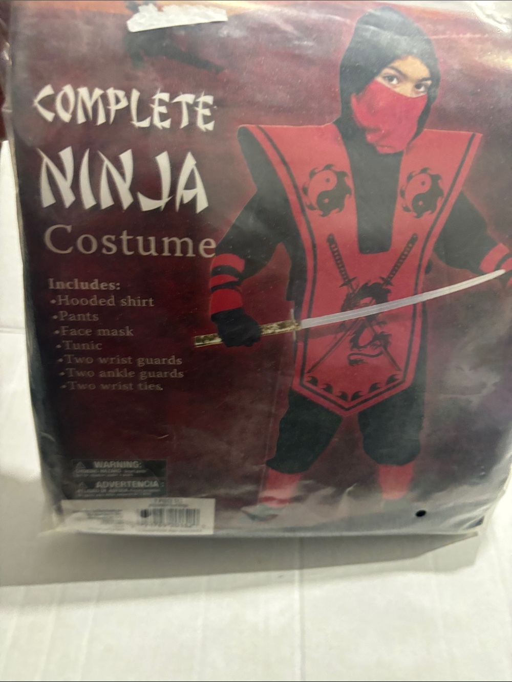 Red Ninja Kids Costume - Complete Hooded Tunic Set